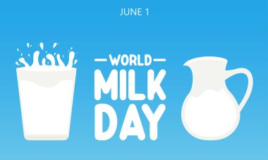 Dünya Süt Günü Sancak Arkaplan İllüstrasyonu. Farkındalık Kampanyası Vektör Arkaplanı, Bayrak, Poster, Kart Şablonu.