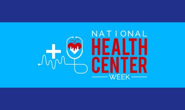 Ulusal Sağlık Merkezi Haftası Vektör Sancak Şablonu Ağustos 'ta Gözlemlendi