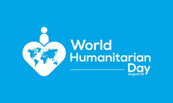 Всемирный день гуманитарной осведомленности месяц векторный шаблон баннера наблюдается на август