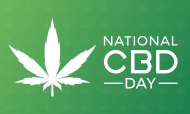 Ulusal CBD afişi, poster, kart, arka plan CBC tatil şablonu. Pek çok insanın hayatını değiştiren bir cannabinoid 'i kutlamak..