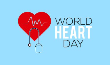 Her yıl Eylül ayında Dünya Kalp Günü 'nde yıllık farkındalık gözlemlenir. Pankart, poster, kart, arkaplan tasarımı.