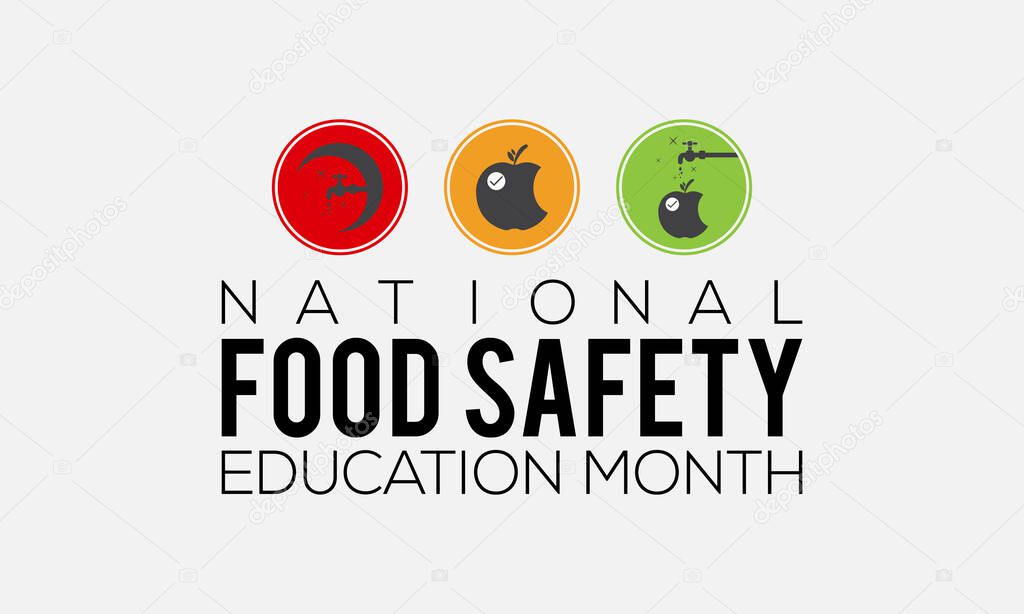 National food safety education month banner, poster, card, background design. Observed on september each year.