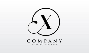 Beyaz Arkaplan Logo Tasarım Şablonu 'na sahip X harfli Siyah Renk. Yaratıcı Harf X Logo Tasarımı
