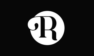 Beyaz Arkaplan Logo Tasarım Şablonu 'na sahip ilk R harfi Siyah Renk. Soyut Harf R Logosu Tasarımı