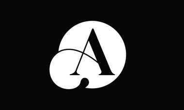 Beyaz Arkaplan Logo Tasarım Şablonu 'na sahip A harfi Siyah Renk. Soyut Harf A Logo Tasarımı