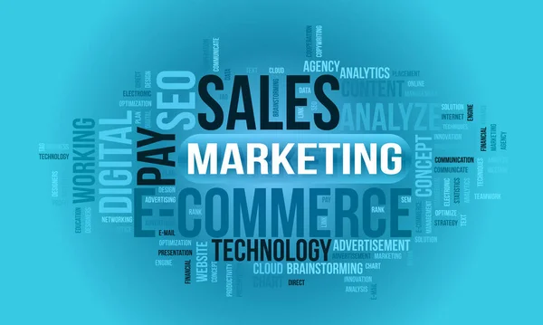 Business Concept Background Digital Marketing Futuristico Word Cloud — Vettoriale Stock