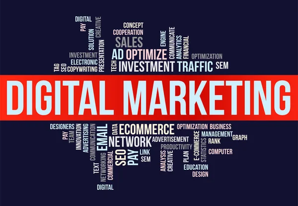 Business Concept Digital Marketing Word Modello Vettoriale Cloud — Vettoriale Stock