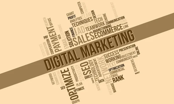 Geschäftskonzept Digitales Marketing Word Cloud Vector Template — Stockvektor