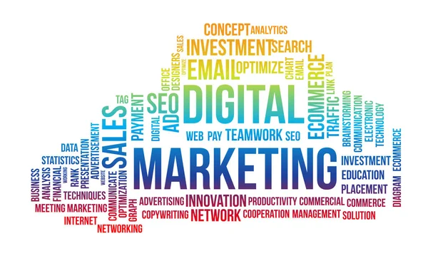 Conceito Negócio Digital Marketing Word Cloud Vector Template — Vetor de Stock