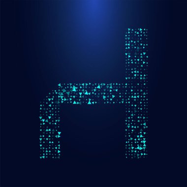 Yarım tonlu, gelecekçi üçgen H harfi. Harf resimlemesi koyu arkaplanda izole edildi.