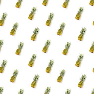 Ananas pürüzsüz desen. Tropik soyut desen. Beyaz arka planda altın ananas.