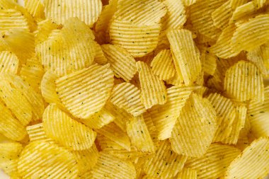 Patates cipsini yaklaştır. çip arkaplanı