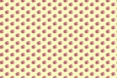 Sarı arka planda çiğ domuz eti dilimleri olan arka plan, çiğ gıda, desen değil.