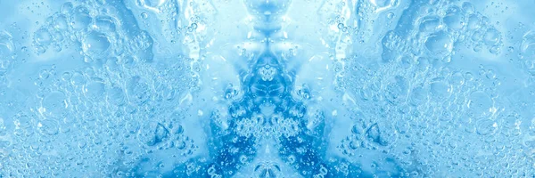 Blue transparent clean drinking water abstract background. water surface with air bubbles background — Stock Photo, Image