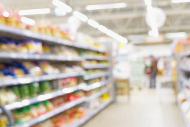 Arka plan bulanık. Bokeh ile soyut arkaplanı gizle. Market arka planı Bokeh ile bulanıklaştırılmış.