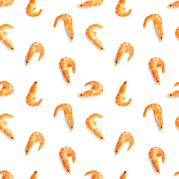 Тигриные креветки. Бесшовный рисунок из креветки изолирован на белом фоне. Морепродукты плавно сочетаются с креветками. морепродукты — стоковое фото
