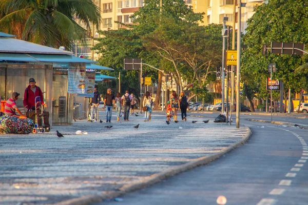 Amanecer Playa Copacabana Río Janeiro Brasil Octubre 2020 Persona Paseo — Foto de Stock