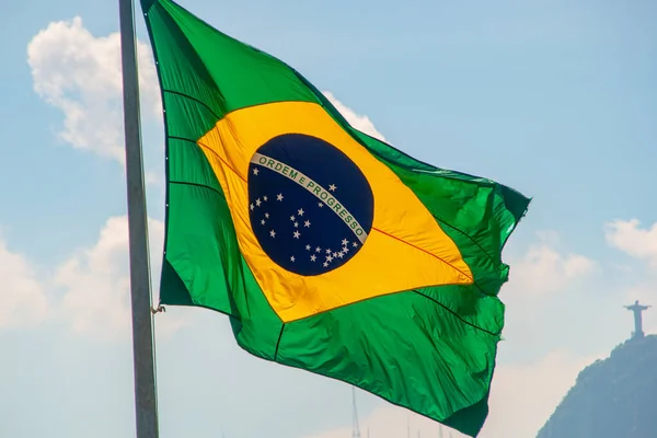 Zászló Brazil Szabadban Rio Janeiro Brazília — Stock Fotó