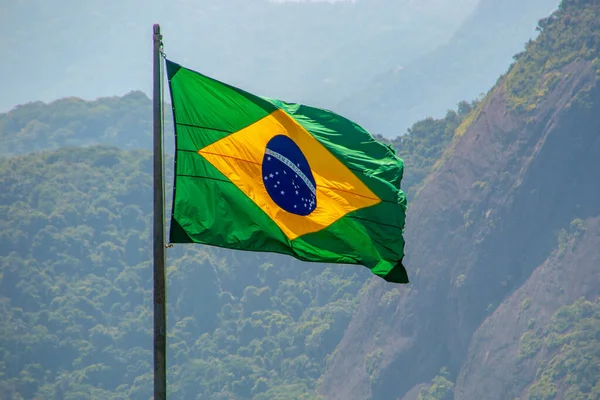 Bandera Brazil Aire Libre Rio Janeiro Brasil — Foto de Stock