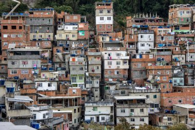 Cantagalo's slum in Rio de Janeiro, Brazil - June 1, 2016: View of Cantagalo's slum houses in Ipanema in Rio de Janeiro. clipart