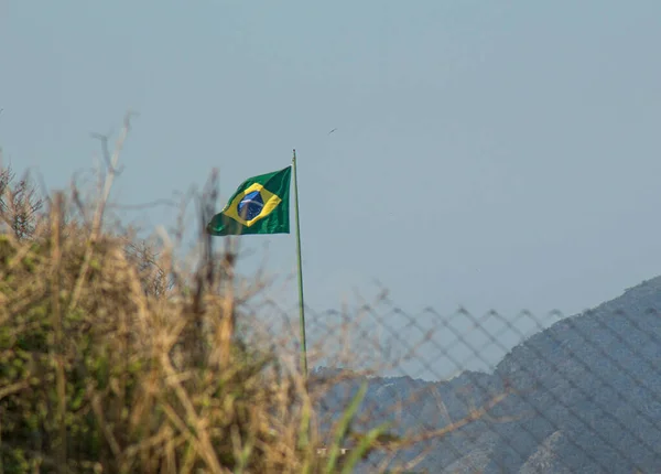 Brazil Flag Outdoors Rio Janeiro — Stock Photo, Image