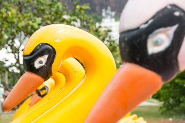 Rio de Janeiro Brezilya 'daki Rodrigo de Freitas lagününden bir tekne..