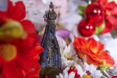 image of our lady appeared with an ornament of red roses in rio de janeiro. clipart