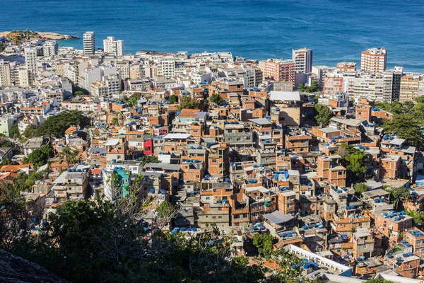 Morro Cantagalo Avec Quartier Ipanema Plage Arpoador Arrière Plan Rio — Photo