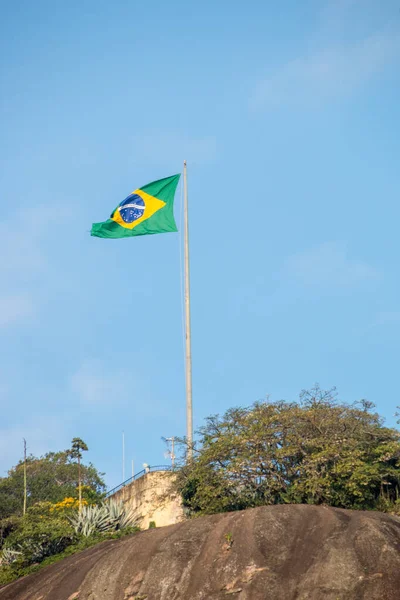 Бразильський Прапор Камені Керма Ріо Жанейро — стокове фото