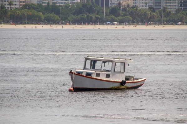 Łodzie Zakotwiczone Zatoce Guanabara Rio Janeiro Brazylia — Zdjęcie stockowe