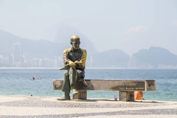 Standbeeld Van Dichter Carlos Drummond Andrade Copacabana Strand Rio Janeiro — Stockfoto