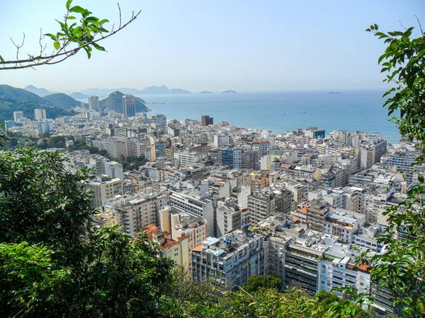 Copacabana Környéke Kilátás Tetején Csúcs Agulhinha Inhanga Rio Janeiro — Stock Fotó