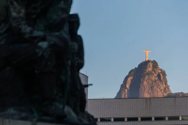 Statue Christ Redeemer Seen Urca Neighborhood Rio Janeiro Brazil July — Stock Photo, Image