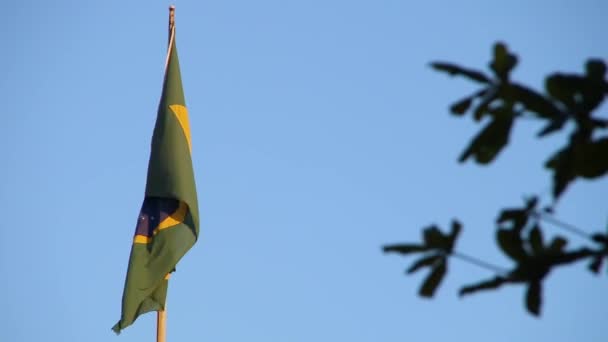 Drapeau Brésil Plein Air Rio Janeiro Brésil — Video