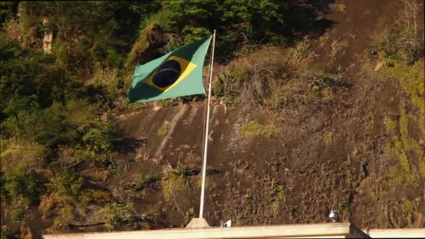 Флаг Бразилии Открытом Воздухе Рио Жанейро Бразилия — стоковое видео