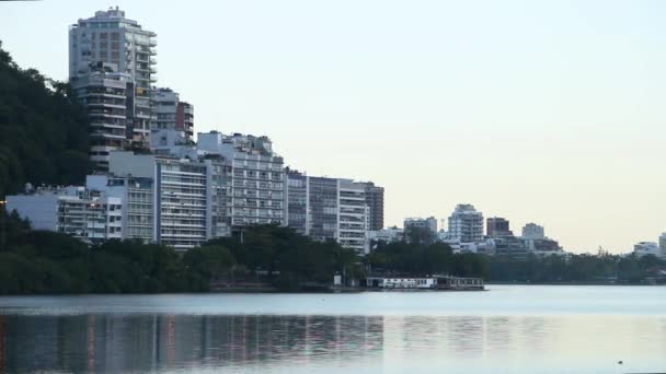 Blick Auf Die Lagune Von Rodrigo Freitas Rio Janeiro Brasilien — Stockvideo