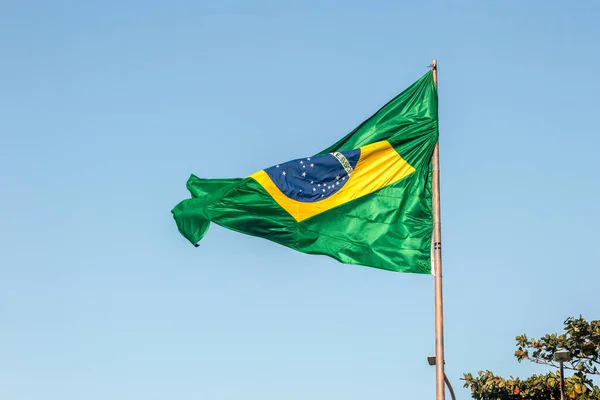 Σημαία Της Βραζιλίας Εξωτερικούς Χώρους Στο Ρίο Ντε Τζανέιρο — Φωτογραφία Αρχείου