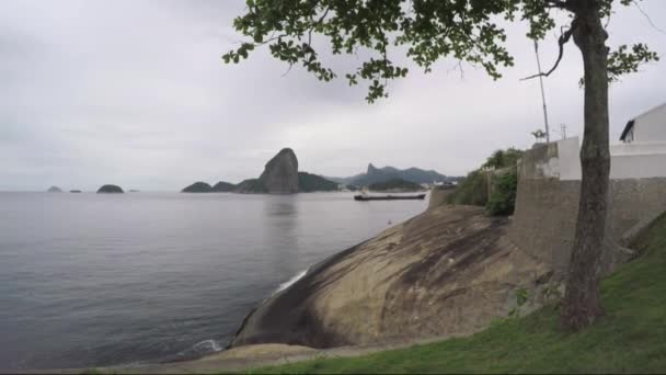Uitzicht Vanaf Ingang Van Het Fort Santa Cruz Niteroi Rio — Stockvideo