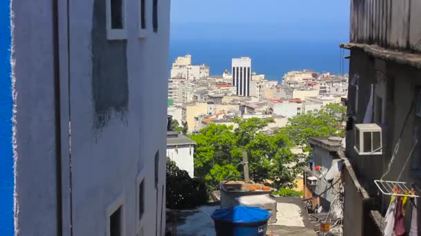 Blick Von Der Spitze Des Hügels Cantagalo Rio Janeiro Brasilien — Stockvideo