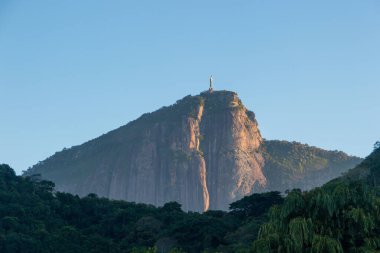 Rio de Janeiro, Brezilya 'daki Kurtarıcı İsa heykeli - 25 Temmuz 2021: Kurtarıcı İsa' nın heykeli Rio de Janeiro 'daki Rodrigo de Freitas lagün mahallesinde görüldü..