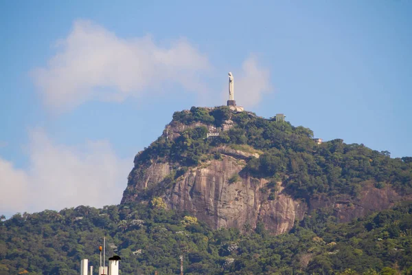 Posąg Chrystusa Odkupiciela Rio Janeiro Brazylia Marca 2021 Posąg Chrystusa — Zdjęcie stockowe