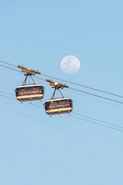 Księżyc Kolejka Linowa Sugarloaf Rio Janeiro Brazylia Sierpnia 2021 Księżyc — Zdjęcie stockowe