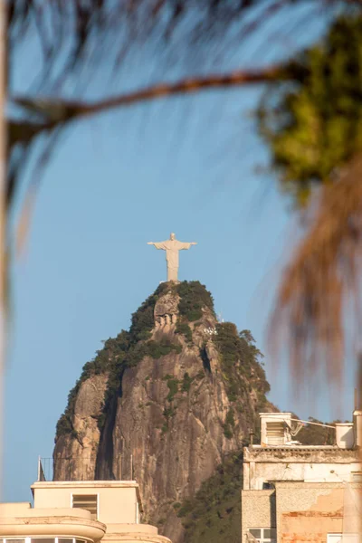 Posąg Chrystusa Odkupiciela Rio Janeiro Brazylia Sierpnia 2021 Posąg Chrystusa — Zdjęcie stockowe