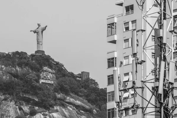 Cristo Redentor Visto Bairro Long River Rio Janeiro Brasil Abril — Fotografia de Stock
