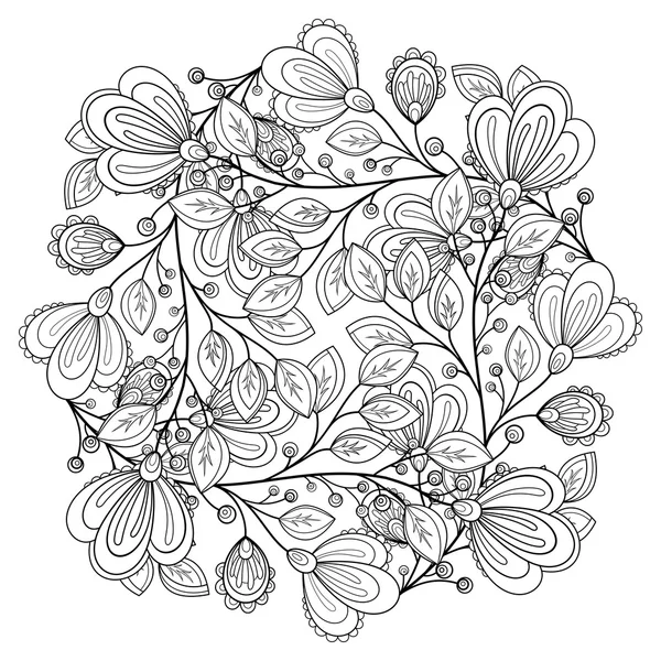 Zwart-wit bloemen achtergrond — Stockvector