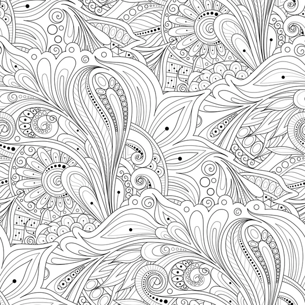 Patrón floral monocromo inconsútil — Vector de stock