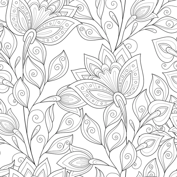 Naadloos Monochrome bloemenpatroon — Stockvector