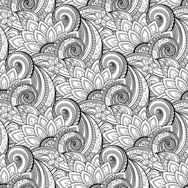 Patrón floral monocromo inconsútil — Vector de stock