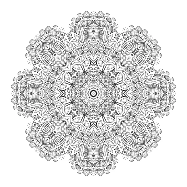 Deco Monocromático Contour Mandala — Vetor de Stock