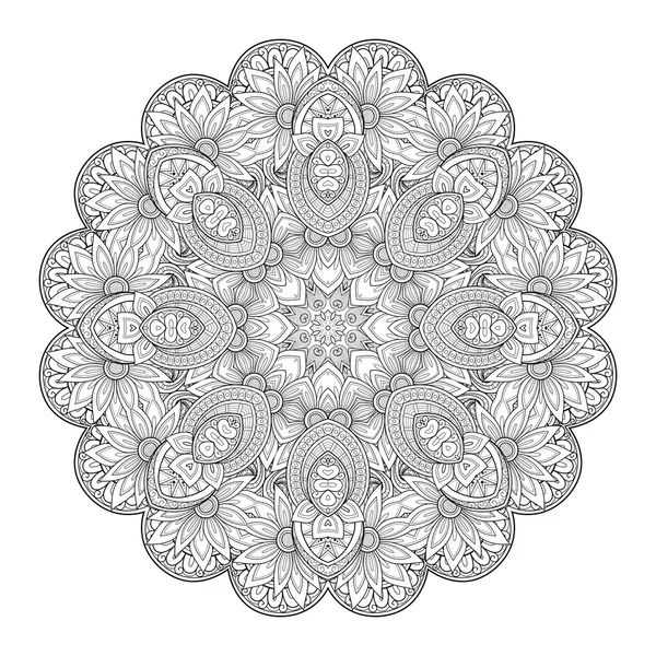 Déco Mandala Contour monochrome — Image vectorielle